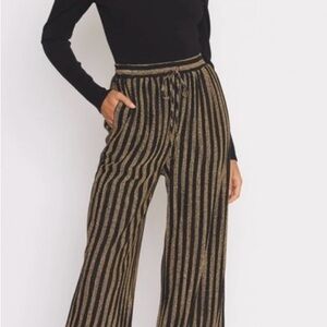 Black and Gold striped drawstring pants